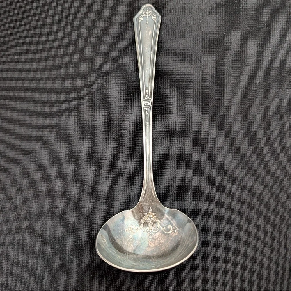 Antique William A.‎ Rogers Silver Overlaid Gravy Ladle Sauce Spoon Etching